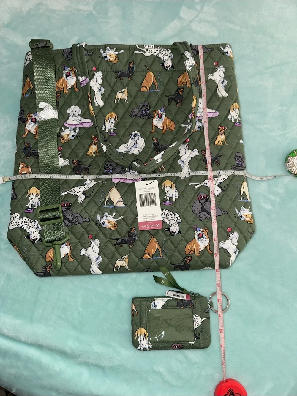 VB Large North South Dog Print Tote & ID Wallet Bundle Dog Park Pattern-NWT